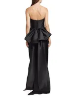 Pointed Strapless Bow Cocktail Dress