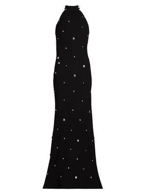 Sleeveless Crystal-Embellished Gown