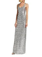 Sequined Racerback Column Gown