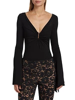 Flare-Sleeve Notch Bodysuit