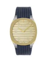 18K Gold-Plated Stainless Steel & Leather Strap Watch