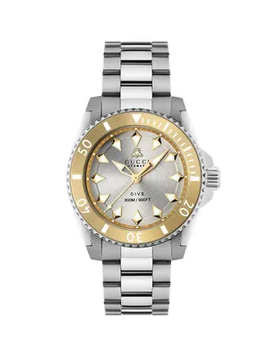 Gucci Dive 18K Gold & Steel Bracelet Watch/40MM