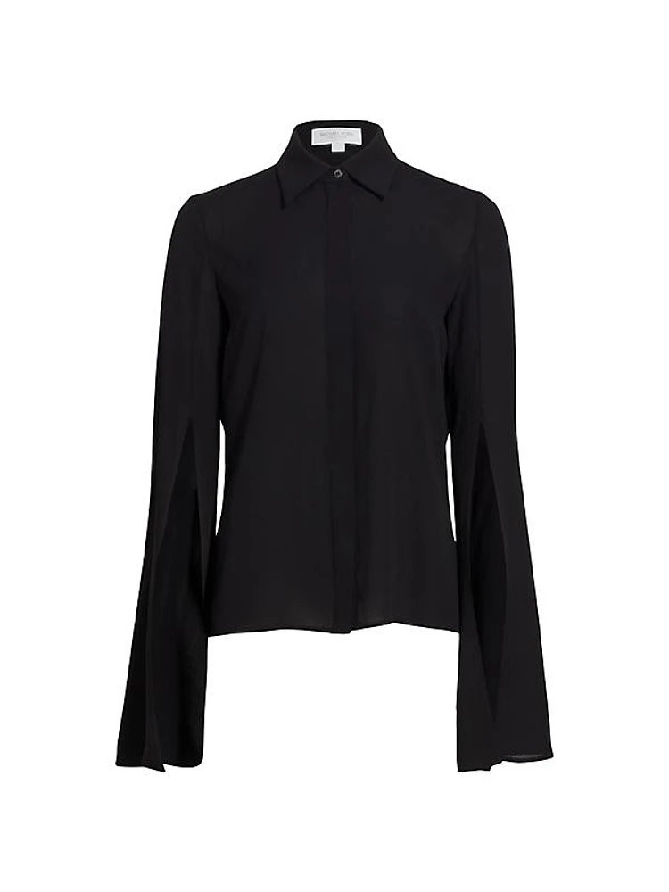 Split Sleeve Buttoned Shirt