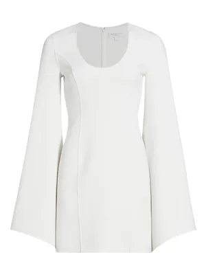 Bell-Sleeve Wool-Blend Minidress