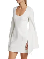 Bell-Sleeve Wool-Blend Minidress