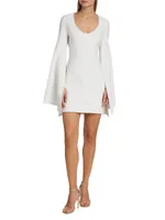 Bell-Sleeve Wool-Blend Minidress