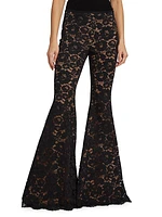 Joplin Floral Lace Bell-Bottom Pants