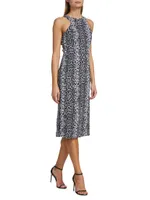 Snakeskin Racerback Sheath Midi-Dress