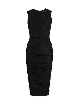 Stretch Ruched Midi-Dress