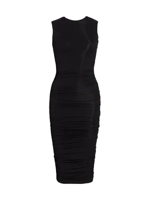 Stretch Ruched Midi-Dress