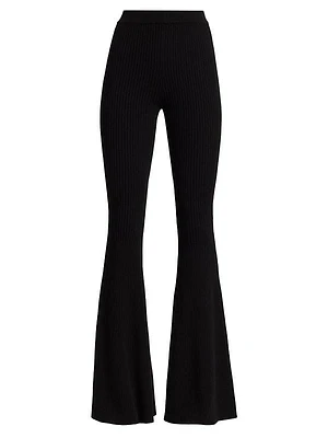 Rib-Knit Cashmere Flare Pants