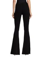 Rib-Knit Cashmere Flare Pants