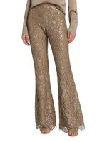 Lace & Sequin Boot-Leg Pants