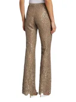 Lace & Sequin Boot-Leg Pants