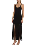 Merino Wool-Blend Fringe Maxi Dress