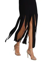 Merino Wool-Blend Fringe Maxi Dress