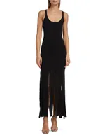 Merino Wool-Blend Fringe Maxi Dress