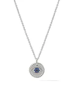 Cable Collectibles® Evil Eye Necklace in 18K White Gold with Pavé Blue Sapphires and Diamonds