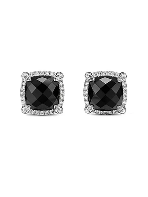 Chatelaine Pavé Bezel Stud Earrings in Sterling Silver
