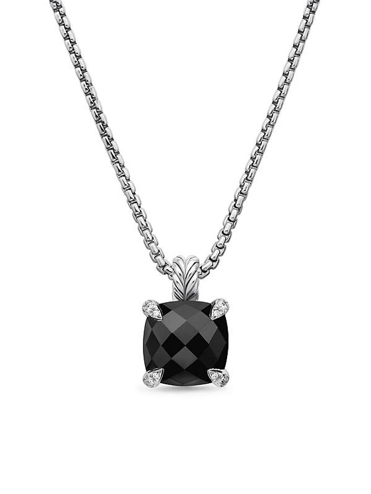 Chatelaine® Pendant Necklace with Black Onyx and Pavé Diamonds