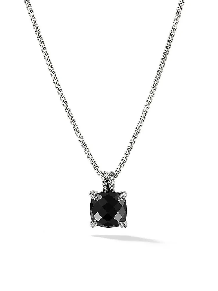 Chatelaine® Pendant Necklace with Black Onyx and Pavé Diamonds