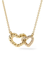 Cable Collectibles® Interlocking Heart Necklace in 18K Yellow Gold with Pavé Diamonds