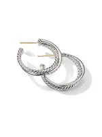 Crossover Hoop Earrings with Pavé Diamonds