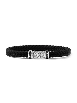 Chevron Rubber Bracelet with Pavé Black Diamonds