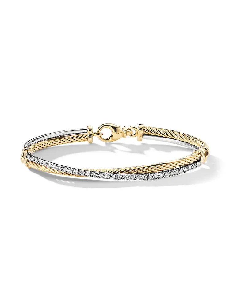 Crossover Linked Bracelet 18K Yellow Gold with Pavé Diamonds