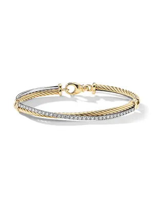 Crossover Linked Bracelet 18K Yellow Gold with Pavé Diamonds