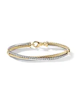 Crossover Linked Bracelet 18K Yellow Gold with Pavé Diamonds