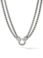 Double Wheat Chain Necklace with Pavé Diamonds