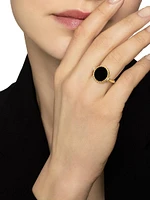 DY Elements® Swivel Ring 18K Yellow Gold with Black Onyx Reversible to Mother of Pearl and Pavé Diamonds