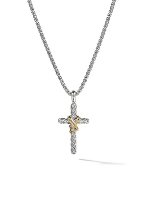 X Cross Necklace with 14K Yellow Gold