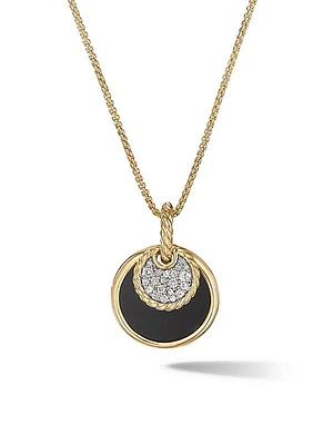 DY Elements® Convertible Pendant Necklace in 18K Yellow Gold with Pavé Diamonds and Black Onyx Reversible to Mother of Pearl