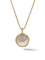 DY Elements® Convertible Pendant Necklace in 18K Yellow Gold with Pavé Diamonds and Black Onyx Reversible to Mother of Pearl