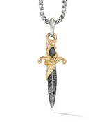 Waves Dagger Amulet with Pavé Black Diamonds and 18K Yellow Gold