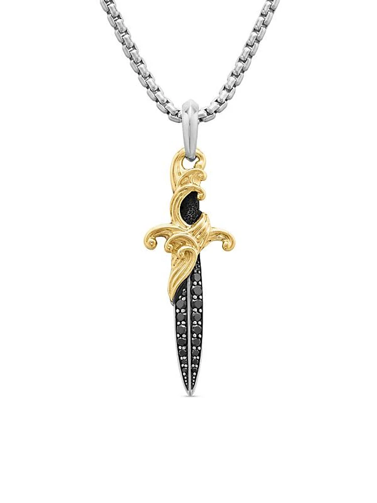 Waves Dagger Amulet in Sterling Silver