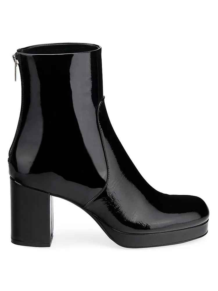 Betty 76MM Patent Leather Back-Zip Ankle Boots