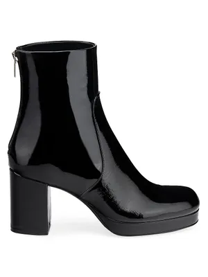 Betty 76MM Patent Leather Back-Zip Ankle Boots
