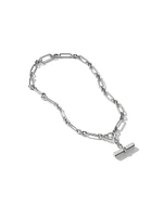 Lexington E/W Chain Necklace in Sterling Silver with Pavé Diamonds