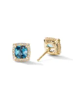 Petite Chatelaine® Pavé Bezel Stud Earrings 18K Yellow Gold with Diamonds