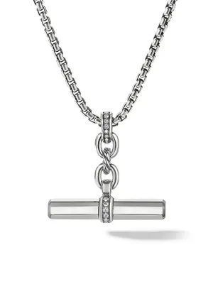 Lexington E/W Barrel Pendant with Pavé Diamonds