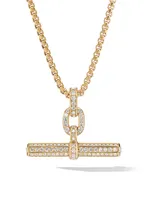 Lexington E/W Barrel Pendant in 18K Yellow Gold with Full Pavé Diamonds