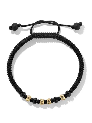 Fortune Woven Black Nylon Bracelet with Onyx and 18K Yellow Gold
