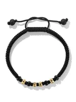 Fortune Woven Black Nylon Bracelet with Onyx and 18K Yellow Gold