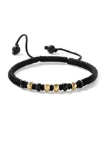 Fortune Woven Black Nylon Bracelet with Onyx and 18K Yellow Gold