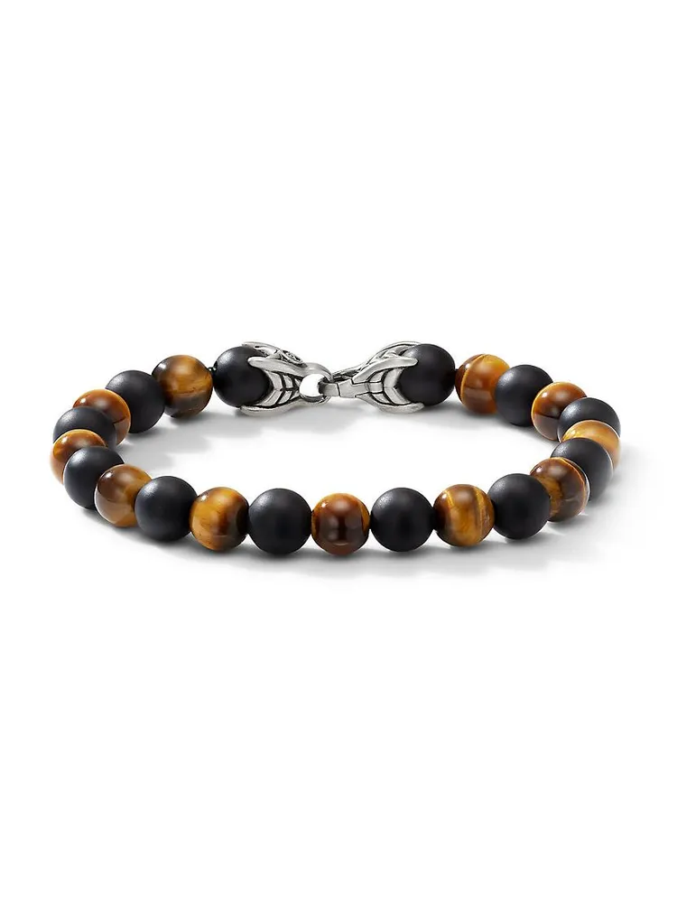 Spiritual Beads Alternating Bracelet with Black Onyx and Tiger's Eye