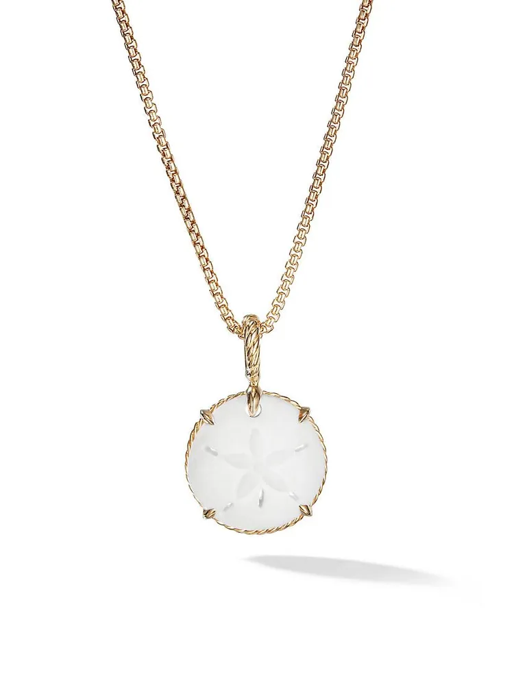 Sand Dollar Amulet with White Agate and 18K Yellow Gold