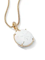 Sand Dollar Amulet with White Agate and 18K Yellow Gold